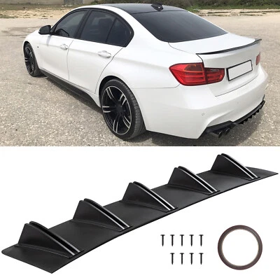 For E46 E90 E92 Car Rear Bumper Lip Lower Diffuser Shark Fin Spoiler Matte Black Foto 1 de 4