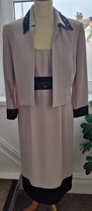 Frank Usher Beige Dress and Jacket with Black Trim (Size 12) - NWT RRP £295 - Picture 1 of 6