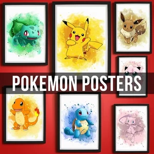 ACQUISTA 2 RICEVI 2 OMAGGIO POKEMON poster acquerello stampa wall art A4 A3 A2 - Foto 1 di 16