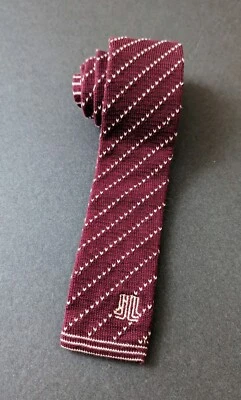 Vintage Lanvin All Cotton Knit Maroon Slim Tie Square End 2” x 46”  Italy  - Image 1 of 4