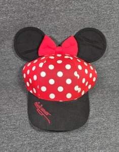 Minnie Mouse Ears Hat Youth Red Black White Bow Polka Dots Snap Back Walt Disney - Picture 1 of 10