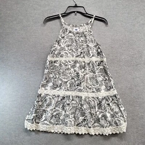 Old Navy Girl Dress Large White Geometric Sun Tank Sleeveless Lace Detail NWT - Picture 1 of 11