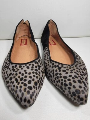 Halogen Pointed Toe Animal Print Flats Shoes~Printed CALF HAIR~Gold studs~7 1/2M - Image 1 of 4