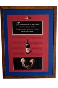 Cabernet Sauvignon 1990 impresión de vino publicidad enmarcada uso en pared o mesa - Imagen 1 de 3