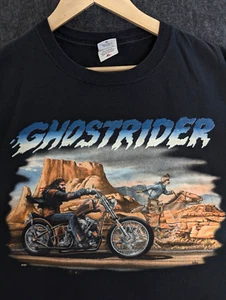 Vintage 90s Ghostrider T-Shirt Easyrider Motorcycle Black Mens Sz XL Desert Race - Picture 1 of 13