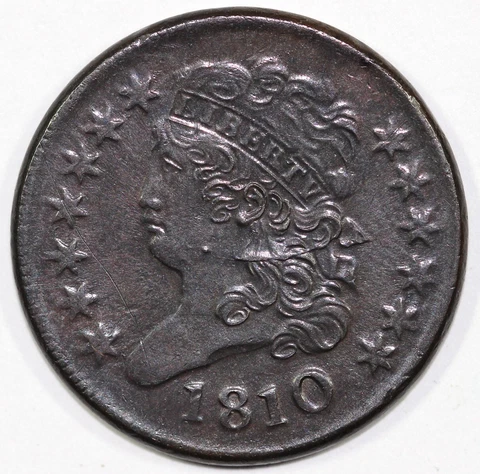 1810 1/2c Classic Head Half Cent *Hairline Scratches* Cover
