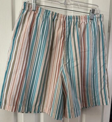 🩳🩳Blair Pantalones Cortos Para Mujer Vintage Turquesa y Rayas Óxido Talla Grande🩳🩳 Foto 1 de 4