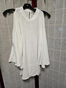 Jodifl Women's White Top Cold Shoulder Angel Sleeves Slits Collar Sz Med - Picture 1 of 8