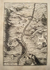 Grafschaft Sargans Schweiz Rhein alter Merian Kupferstich der Erstausgabe 1644 - Picture 1 of 3