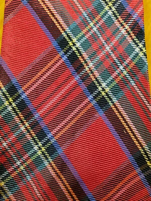 CORBATA VINTAGE AÑOS 40 1950 ~ TARTÁN ROJO A CUADROS ~ AUDAZ SWING ATÓMICO DE LA ERA ESPACIAL ~ 50" Foto 1 de 3