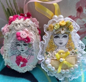 Shabby Chic Handmade Fabric Eggs, Easter Eggs, Egg Ornaments - Picture 1 of 5