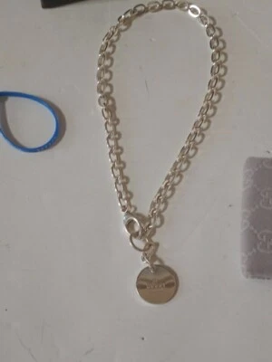 Gucci Sterling Silver Roundt Logo Tag Pendant Necklace New with box - Image 1 of 4