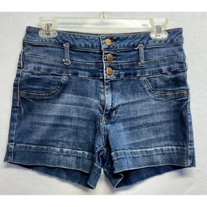 Refuge Denim Shorts Women's High Rise Triple Button Medium Wash Size 10 - Picture 1 of 10