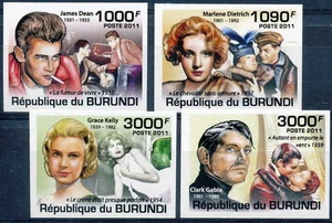 BURUNDI 2011 MNH 4v, Imperf, Actors, Marlene, Kelly, Gable, Dean - Picture 1 of 1