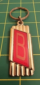 Vintage Art Deco Letter, B, Goldtone Metal Enameled Keychain, Made In USA Unique - Picture 1 of 3