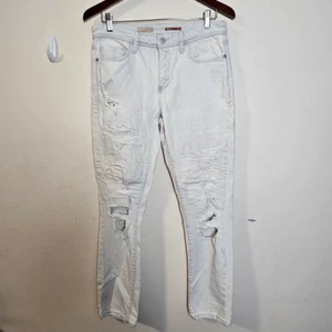 Pilcro Anthropologie The Fit Slim Boyfriend Jeans Destroyed Light/ White wash Wo - Picture 1 of 9