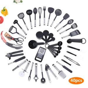 K??chenzubeh?r K??Juego de utensilios de cocina, cubiertos de cocina de acero inoxidable de alta calidad, 40 piezas - Imagen 1 de 11