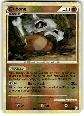 Pokemon TCG Cubone 60/102 HGSS Triumphant Common Reverse Holo LP - Image 1 of 2