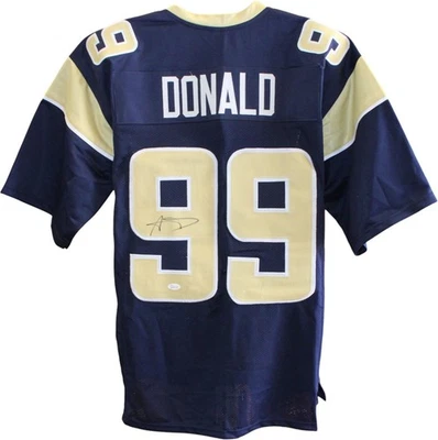 Jersey Aaron Donald Autografiado/Firmado Estilo Profesional Talla XL Azul JSA 59373 Foto 1 de 4