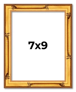 7x9 Rahmen Gold Bambus Massivholz Bilderrahmen | 1 Zoll Leistenbreite | Interio - Bild 1 von 10