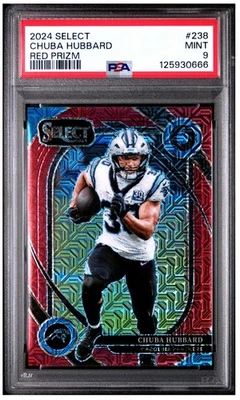 2024 Panini Select - Club Level Chuba Hubbard #238 Red Prizm /49 PSA 9 - Image 1 of 2