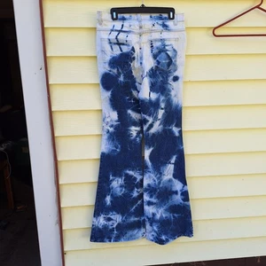 Vintage Y2K Tall Girl Jeans Größe 11 32x36 ausgestellt Western Tie Die blau Cowgirl 70er  - Bild 1 von 12