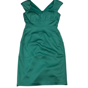 Jax Teal Sheath Midi Dress Size 6 - Picture 1 of 8