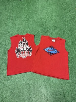 Lote de camisetas sin mangas de baloncesto vintage Y2K Nike para niños talla S-M rojas MARCADAS Foto 1 de 4