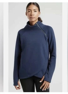 Athleta Cozy Karma Asym Pullover weich blau Sweatshirt Gr. Medium M Athleisure - Bild 1 von 11