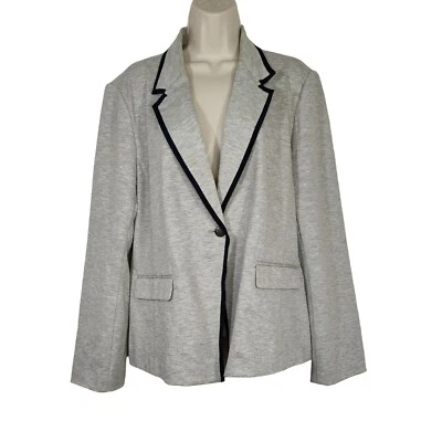 Company by Ellen Tracy Blazer Jacket Women Size XL Heather Gray Navy Blue FLAWS  - Image 1 of 4