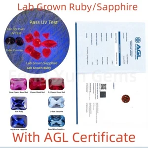 Lab Grown Ruby,Sapphire With AGL Certificate Octangle Shape Bead for Necklace - Picture 1 of 15
