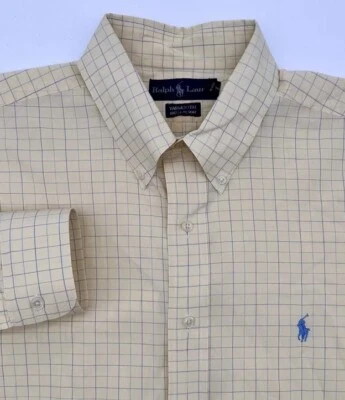 Camisa de vestir Polo Ralph Lauren para hombre 16,5 Yarmouth manga larga con botones amarilla Foto 1 de 4