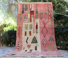 Pink moroccan rug, Boujaad Rug, Vintage moroccan berber rug, Geometric wool rug
