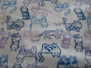 1 Quarto Grasso Nuovo Tessuto Cotone Gatti Blu Cara Stella Circa 21" x 18" Ultimo 1! - Foto 1 di 3