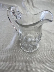 Pressed Glass Heasvy Pitcher or Creamer 5 1/2" tall 3 1/2" across Glass see pics - Picture 1 of 19