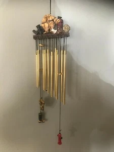  Fireman  Red Fire Hydrant Wind Chime Garden Decor Firefighter - Picture 1 of 3