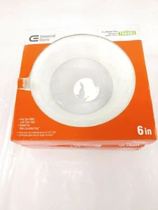3 Commercial Electric 6 in. White LED Trim Rings light TR60BZ Recessed Can - Picture 1 of 9