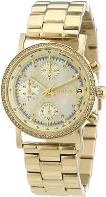 DKNY POLISHED GOLD S/STEEL+MOP,CHRONOGRAPH+CRYSTALS WATCH-NY8340 - Image 1 of 2