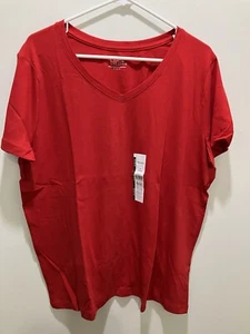 Time And Tru Damen T-Shirt V Neck Core Rot Gr. XL (16-18) NEU - Bild 1 von 5