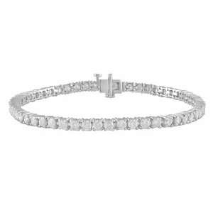 7.00 CT Round Cut D/VVS1 Diamond Tennis Bracelet 14K White Gold Over 7.5" Inch - Picture 1 of 2
