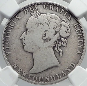 1899 CANADA NEWFOUNDLAND UK Queen VICTORIA Genuine Silver 50Cent Coin NGC i81981 - Picture 1 of 5