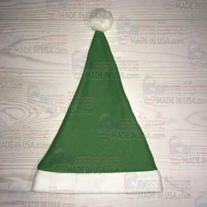 100% MADE IN USA Fleece Green Santa Hat NOT FELT - Picture 1 of 1