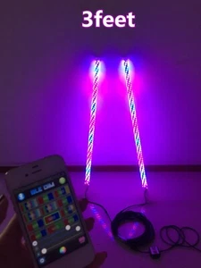 Pair 3FT Spiral Wrapped Bluetooth CHASING Flow Twisted Sandtoys LED Whips Lights - Picture 1 of 12