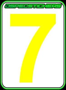 CAMS RACE CAR NUMBER DAY GLO YELLOW #7 DRIFT RALLY CIRCUIT RACING MOTORSPORT - Foto 1 di 5