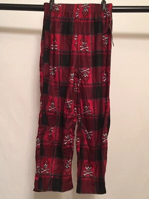 Faded Glory огнестойкие штаны для сна мальчика BMJ средний размер 8 черепов с костями красные клетчатые - Изображение 1 из 2