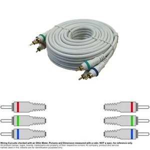 Cable Coax Coaxial RCA 3:3 Video RGB Component  15FT #20576-15 - Picture 1 of 2
