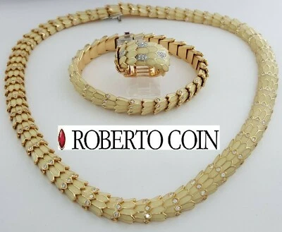Roberto Coin Colar Pulseira Anel Víbora Diamante 5,5 ct 18K Rosa 180 Gr Rt $55k - Imagem 1 de 4