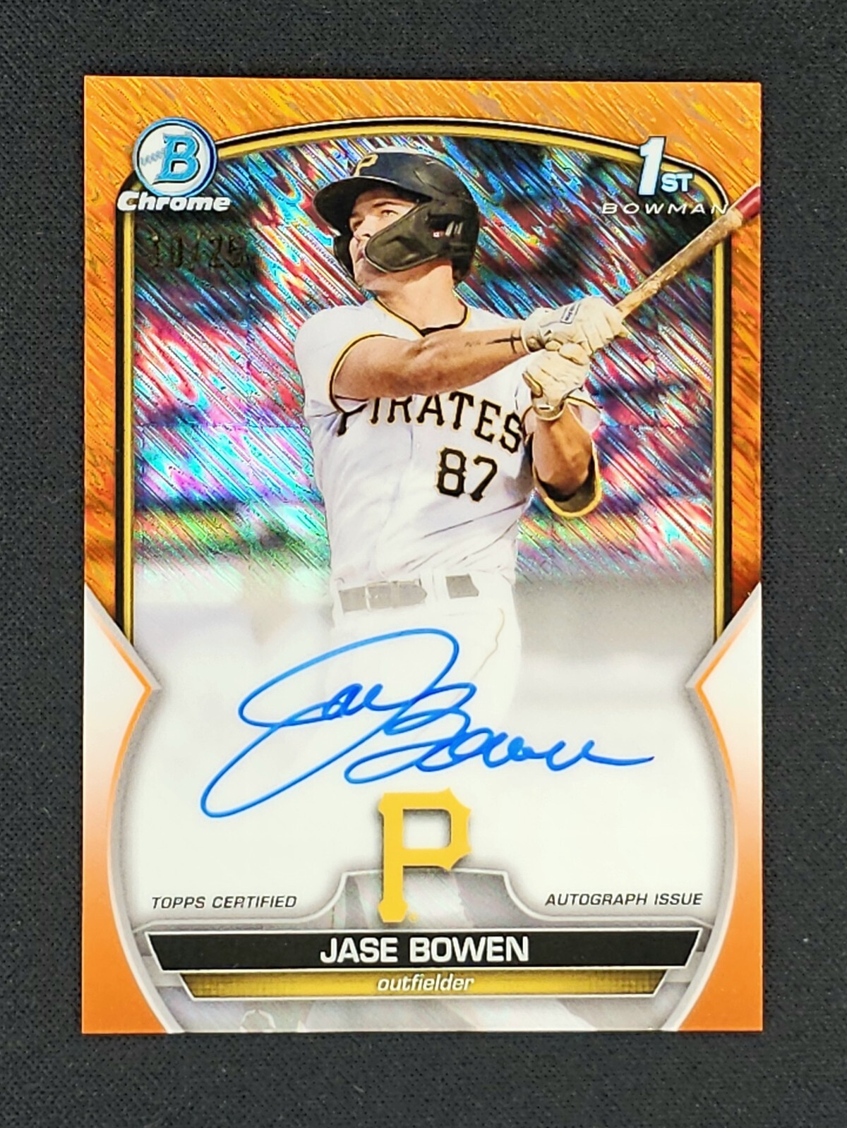 2023 Bowman Chrome 1st Jase Bowen Prospect Orange Shimmer Auto Card /25 CPA-JBN