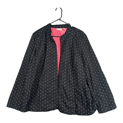 Chico's 3 Negro Blanco Lunares 100% Algodón Chaqueta Abierta Oficina Carrera Informal Foto 1 de 4