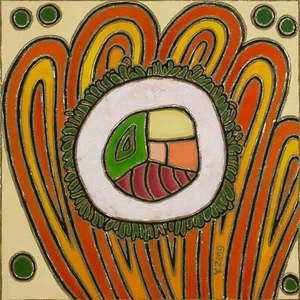 Sushi, Original artwork oil painting on cradled panel S2E2, framed 8''x8" - Picture 1 of 5